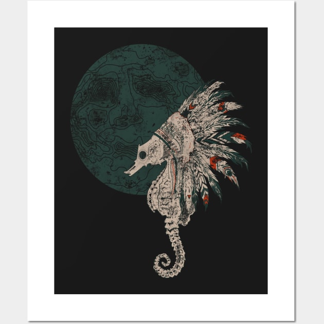 seahorse native night Wall Art by somatosis